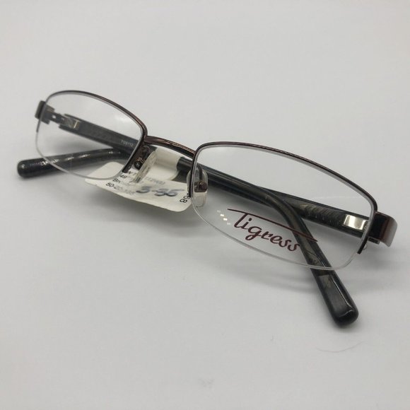Tigress TGS112 Eyeglass Frame Women Spring Half Semi Rim Brown Animal 54-17-140 - Picture 11 of 11